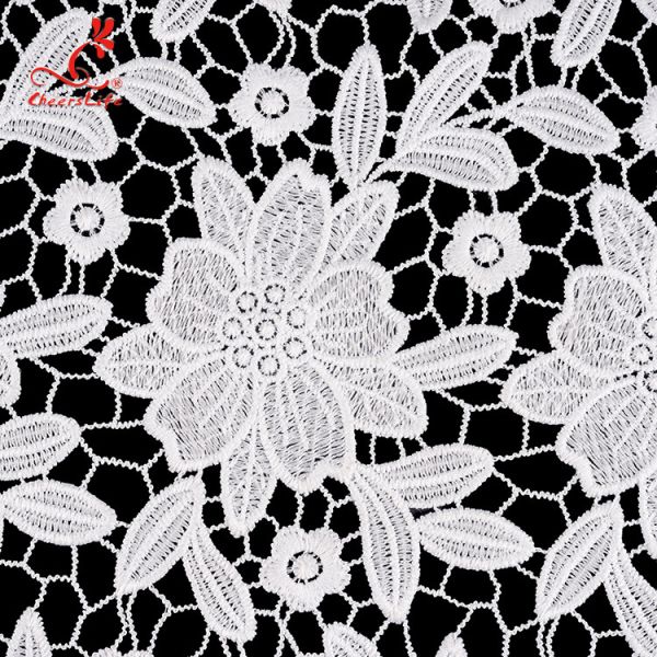 125cm Width Water Soluble Floral Embroidery Fabric With Sequins