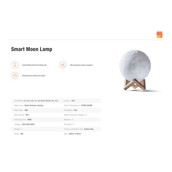 Smart Wi-Fi RGBCW Moon Lamp