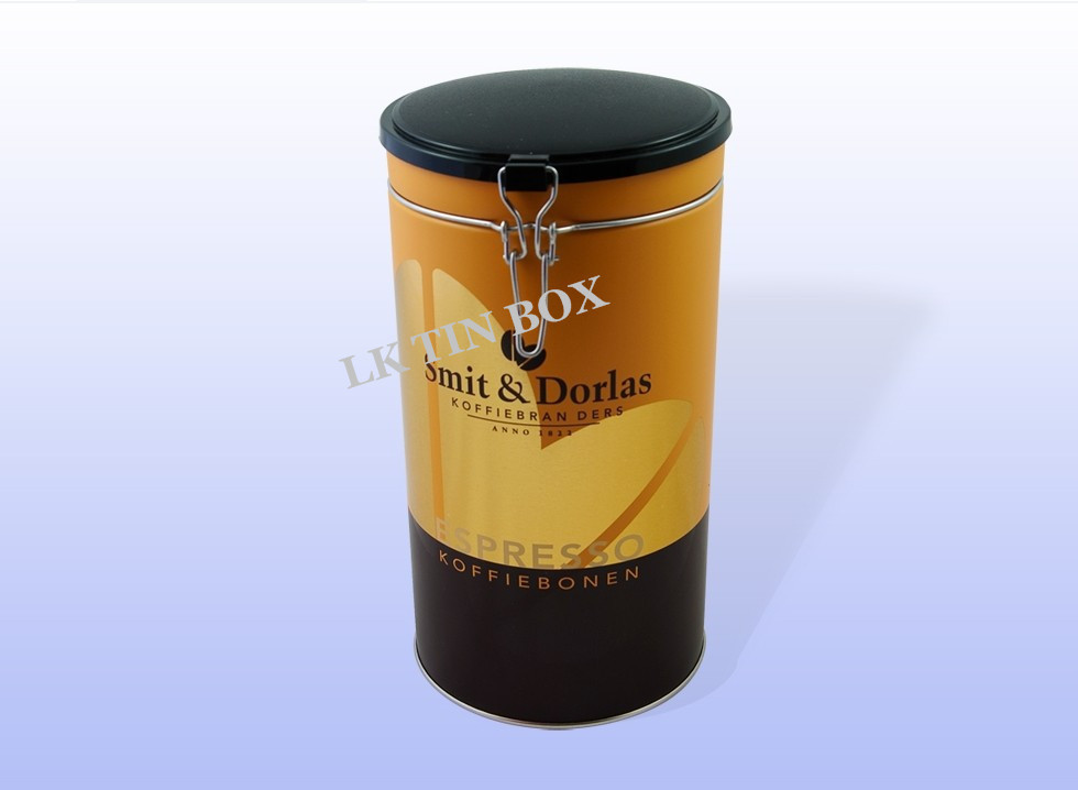 Custom Logo PMS Brown Tea Tin Can Storage With Plastic Lid / Metalwire No Harm