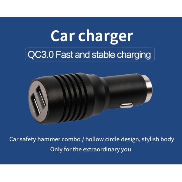 QC3.0 Quick USB Car Charger Strong Compatibility Independent Current Outputs