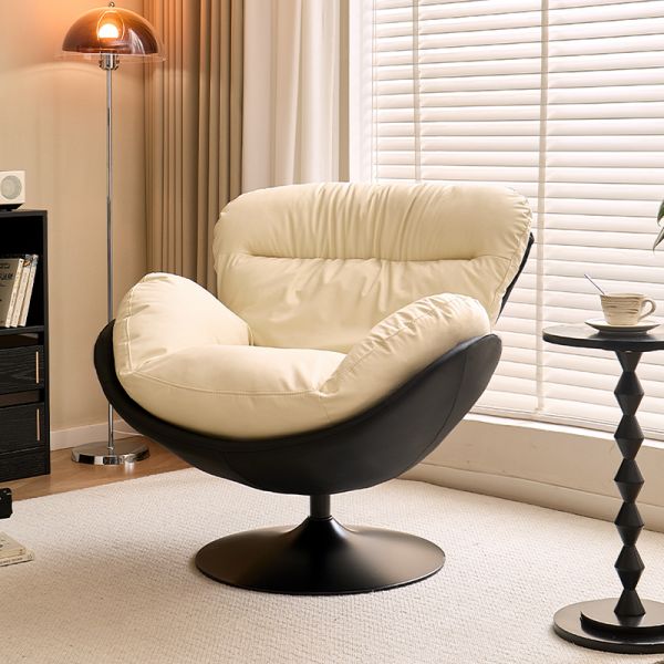 Modern Eggshell Swivel Recliner Single-Seater Accent Lounge Sofa Chair for Living Room Outdoor Leisure Lazy Recliner Comfortable