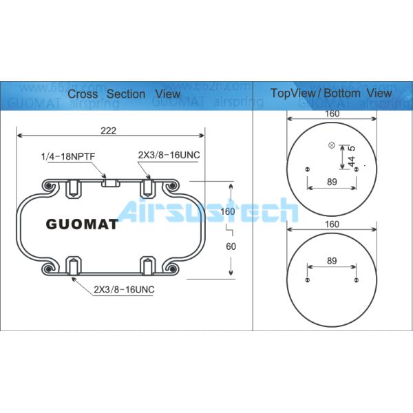 100 MM Airbag à course totale 1B9-204 Goodyear Air Springs industriels pour véhicules lourds