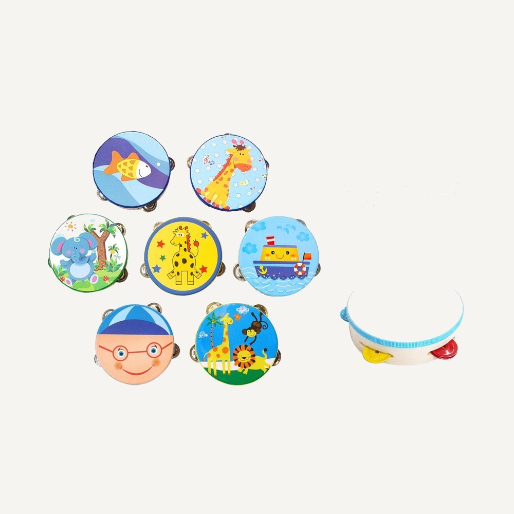 Animal Design Wooden Tambourine for Kids