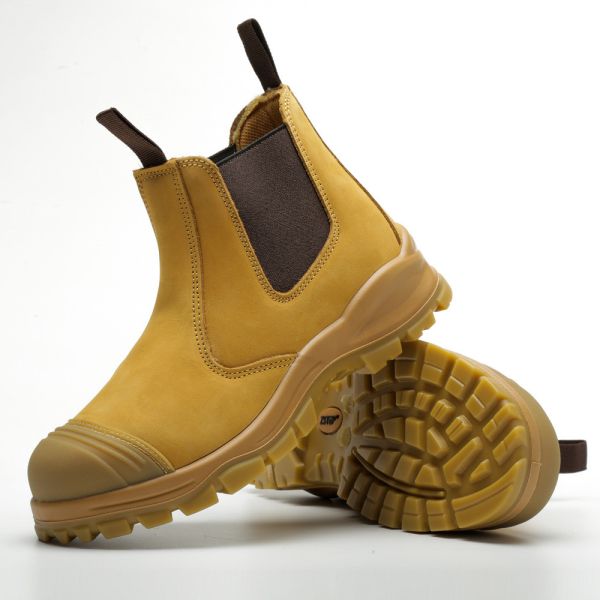 Wheat Genuine Leather Cowhide Steel Toe Security Boots ODM