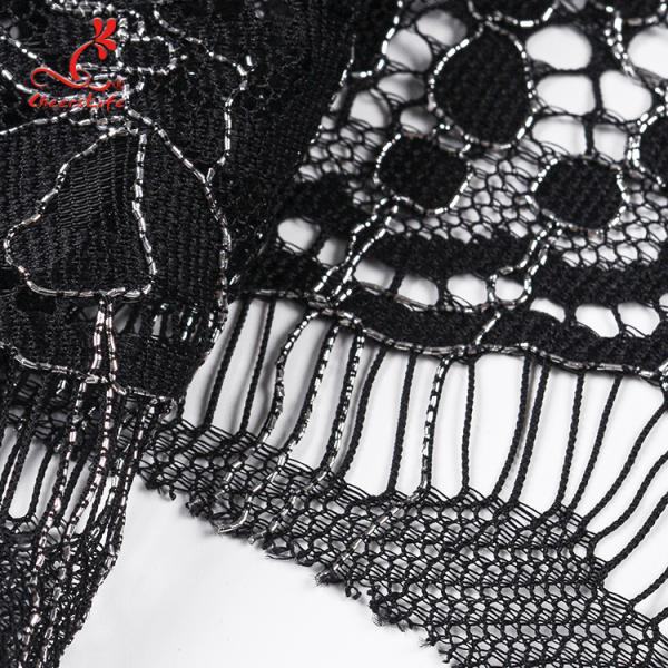 High quality black nylon lace fabric for long dress