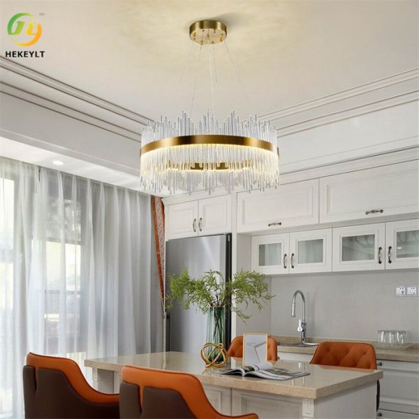 Or clair Crystal Pendant Light For Wedding en métal