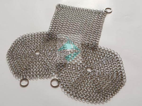 7X 7 Stainless Steel Chain Mail Ring Mesh Scrubbers For Cast Iron Cookware