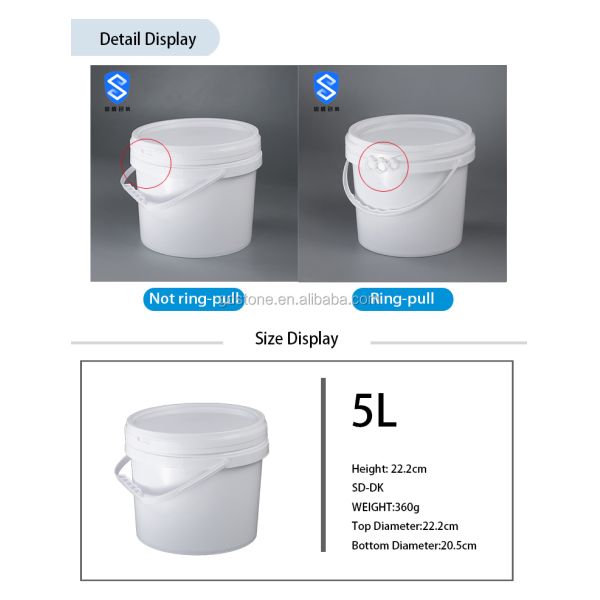 22.2cm White Five Gallon Buckets With Lid Corrosion Resistant