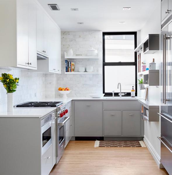 Customized Small Spaces Lacquer Kitchen Cabinet White And Gray