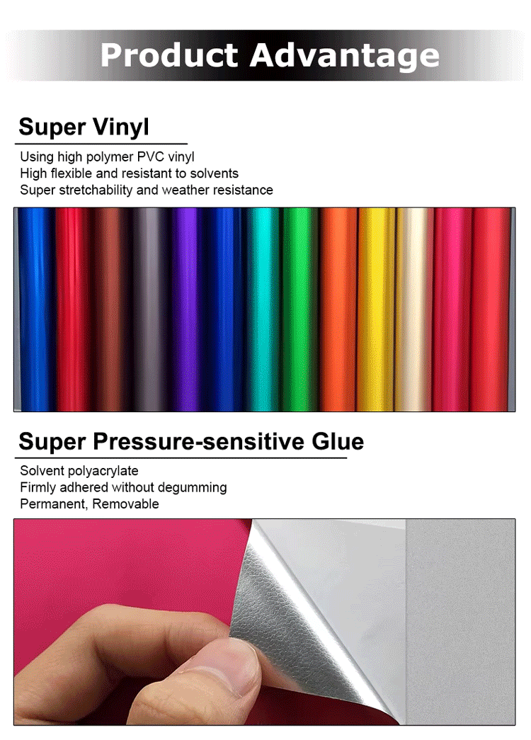 Car Vinyl Wrap Film Glossy PET Fast Delivery Air Bubble Free Color Changing Protection