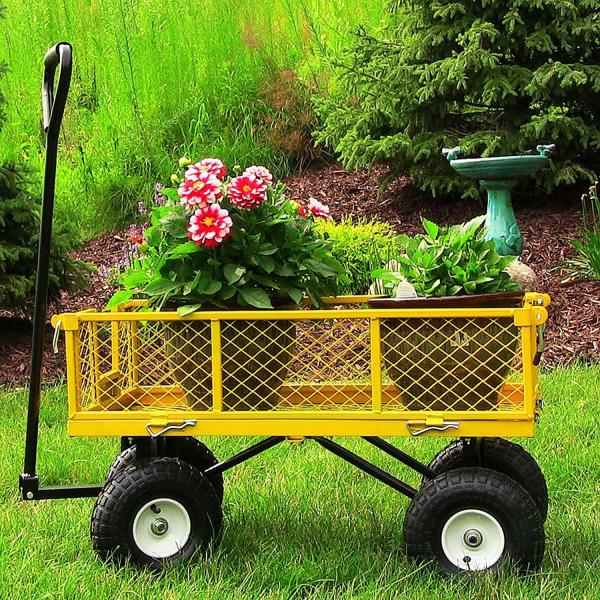 Mesh Structure Heavy-duty Steel Utility Cart for Green Beach Wagon at Qingdao Port