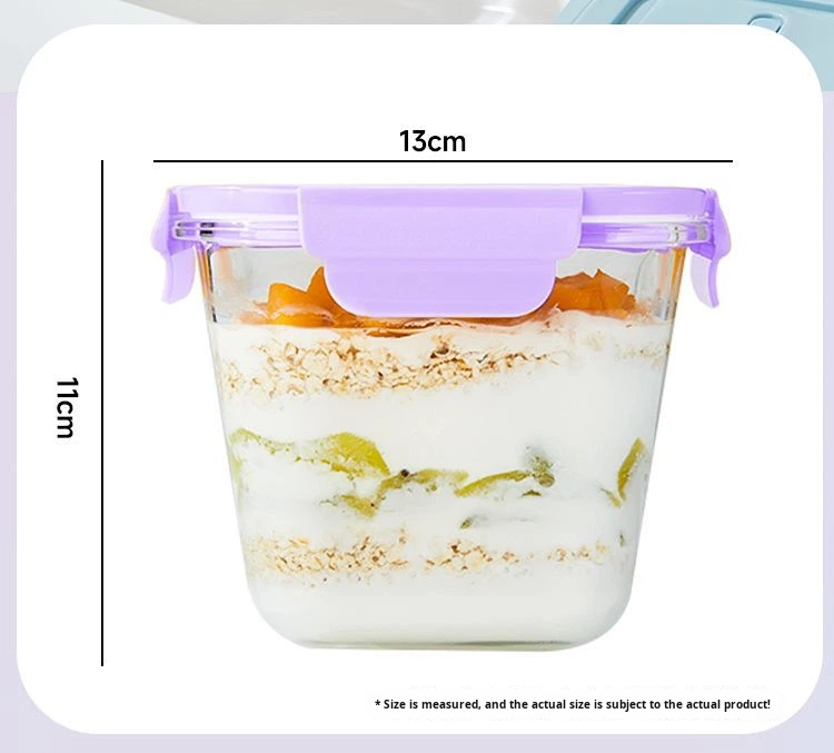 Large Capacity 850ml Microwave Refrigerator Safe Square Glass Food Container with Sealed Lid