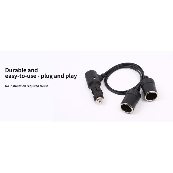 YANTU B36 Portable Car Charger with 2 Sockets and Dual Cigarette Lighter Universal Year
