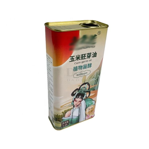 DADI 50oz Corn Empty Oil Tin Can Cuboid Empty Olive Oil Tin Custom Food Oil Can