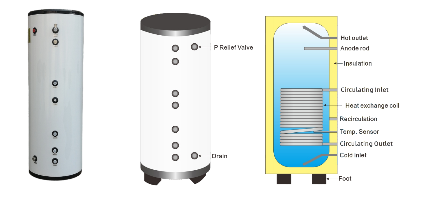 Stainless Steel DHW Storage Tank 250L Stable Domestic Hot Water Tank