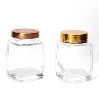 Grade alimentaire 220Ml 280Ml 380Ml 500Ml Vintage Cuilted Tea Canister Honey Glass Jar avec bouchon de coussin