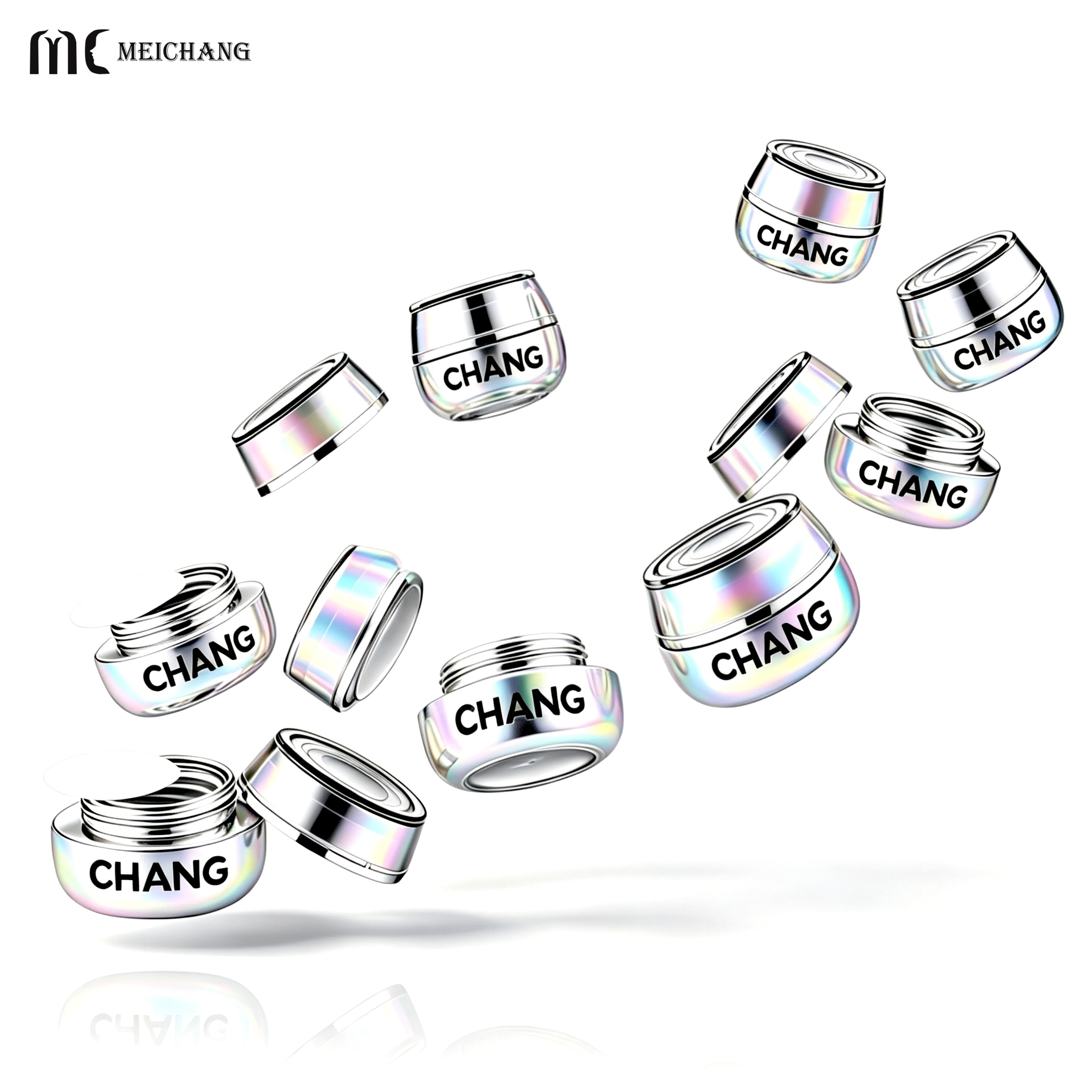 30g/50g/30ml/100ml/120ml Curved Teardrop Oval Glass Skincare Packaging Set with Silver Plated Pump Caps(MC-332)