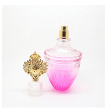 Garrafa de perfume de vidro dos cuidados pessoais 100ml com Spayer dourado e tampões