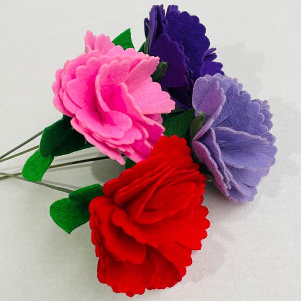 Mother's Day Felt Flower Craft Kit Carnation Bouquet for Children Preschool Gift Variety Carnation