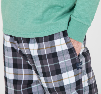 Spring Autumn Mens Luxury Sleepwear Functional Placket Side Pockets Design