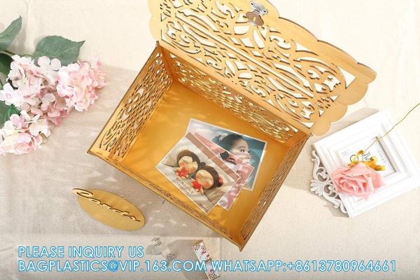 Wedding Money Box Holder With Sign, Large Rustic Wood Wooden DIY Envelop Gift Card Shadow Boxes With Lock Slot