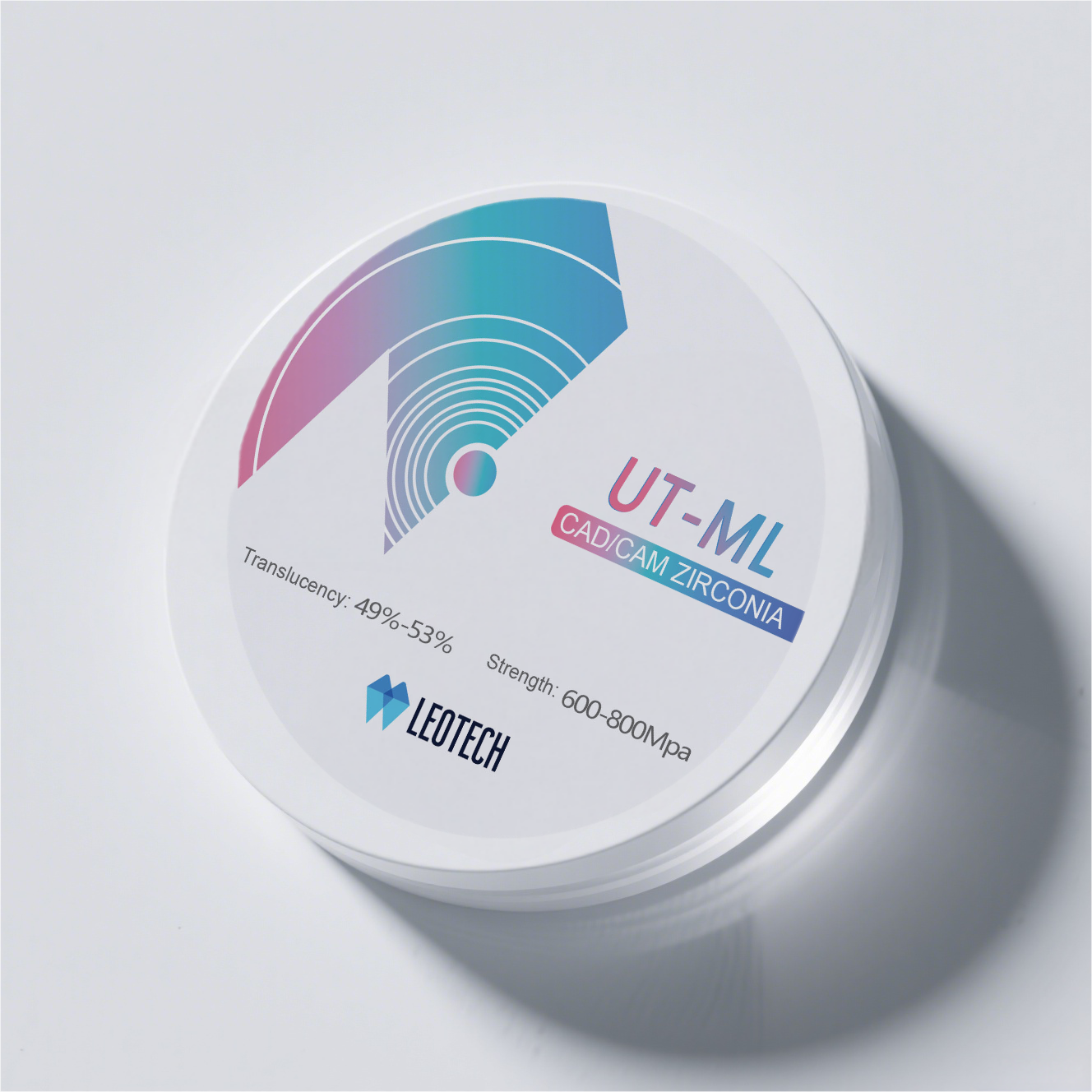 Zirconia dental para corona/puente 49-53% Transmisión de luz 1500℃ Clase de sinterización 0 Citotoxicidad