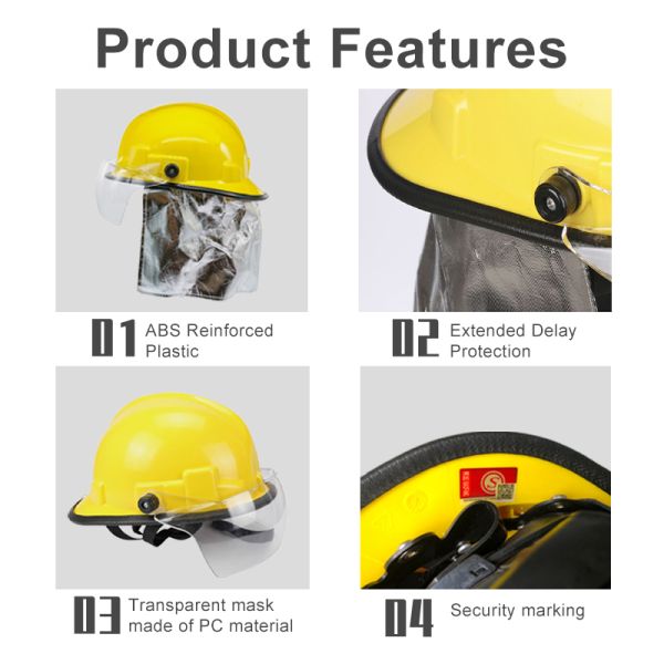 3C Certified ABS+PC Firefighter Safety Helmet Yellow Reflective Strip Impact Resistant Fire Rescue Helmet