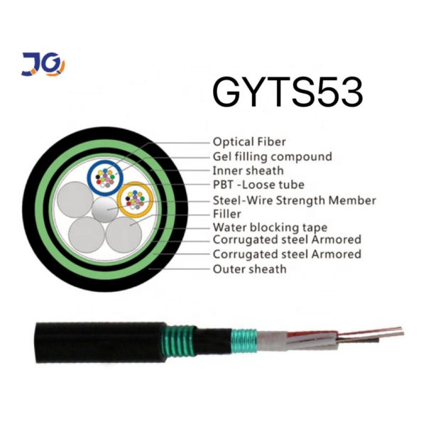 6 8 12 24 48 Серебряная стальная лента PSP бронированный GYTS GYTS53 Внешний волоконно-оптический кабель