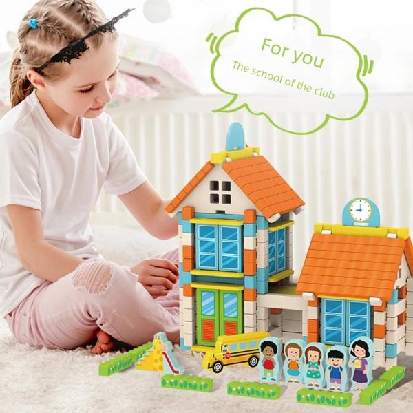 Children Learning Toys Building Block Educational Diy Mortise and Tenon Building Blocks Montessori Kids Stacking Wooden Toy