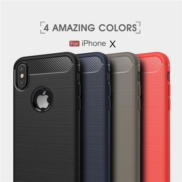 Best Buy New Ultra Slim Brush Carbon Fiber Soft TPU Phone Case Back Cover For iPhone X