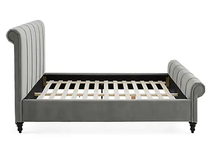 Classic Upholstered Sleigh Bed Frame With Vertical Stitching Design