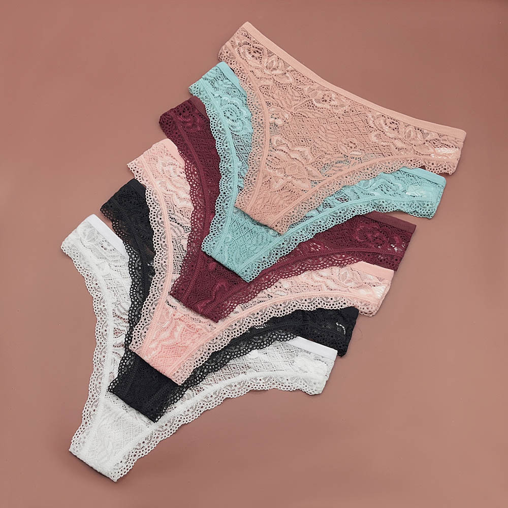 Best Selling Thongs for Women Wholesale 12PCS/Pack Lace Sexy Thongs Panties Mix All Colors Evenly in One Pack Women Thongs