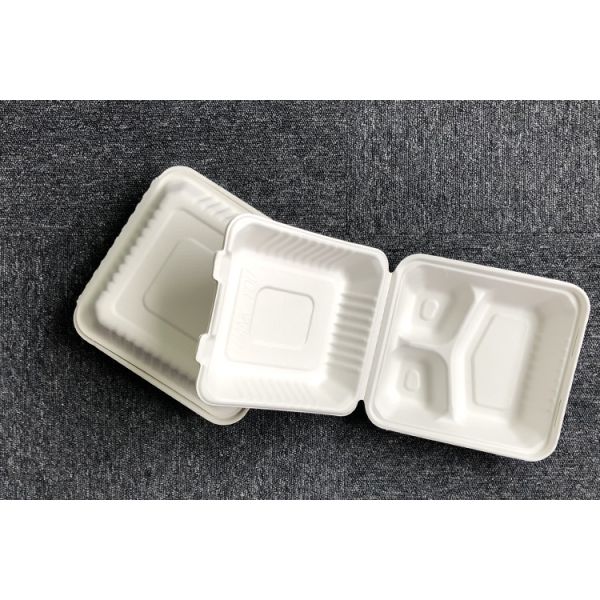 biodegradable corn starch plastic round food tray, Eco-friendly corn starch disposable 4 compartment food tray with lid