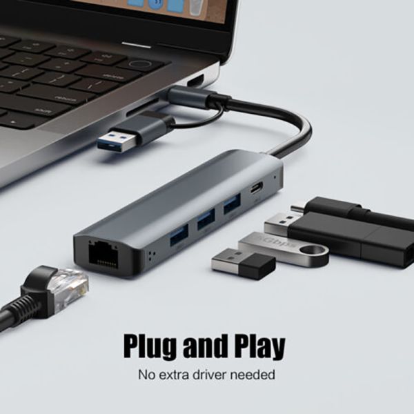 12-In-1 Multiport Adaptor USB C Hub Docking Station With USB 3.1 Interface And RJ45 Gigabit Ethernet