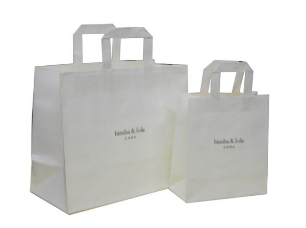 White Paper Carrier Bag With Foil Stamped Embossed Logo 200gsm Recycle Paper