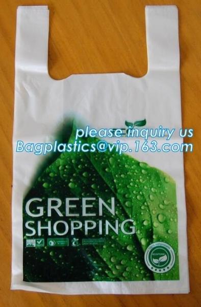 Custom Printed Biodegradable Compost Bags Pharmacy Singlet Handle En13432 Certified