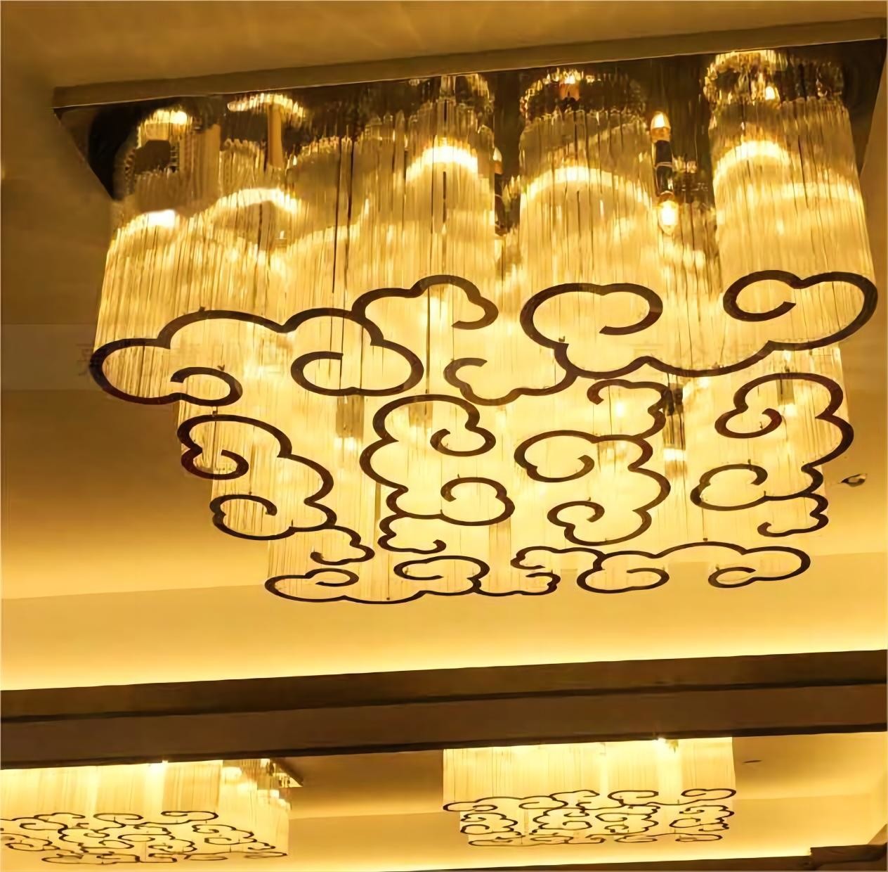 LED китайский стиль Xiangyun дизайн на заказ кристаллические высокие потолки люстры