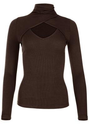 A luva longa do colar de Autumn Slim Fit Sexy High rosqueou a cor pura da forma superior