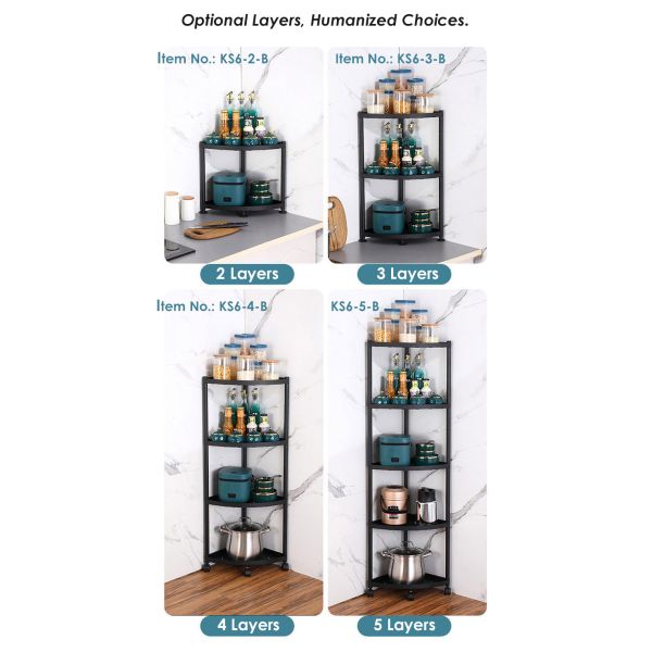 4 Layers Freestanding Kitchen Rack Stainless Steel Waterproof Easy Assembly