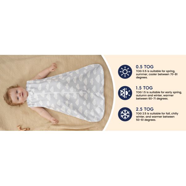 2 Pack Micro-Fleece Baby Sleep Sack with 2-Way Zipper - Comfortable Wearable Blanket With Clouds