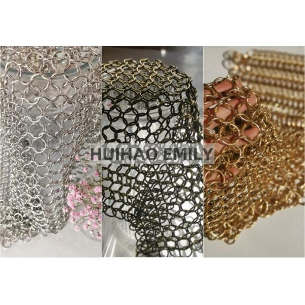 Декоративная кольцевая сетка занавес драпировки, пользовательский цвет Металлическая сетка занавес