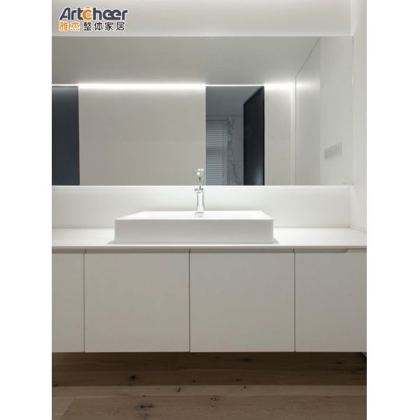 Custom Size Water Resistant Soft Closing Bathroom Vanity Combo with LED Mirror and Ceramic Basin