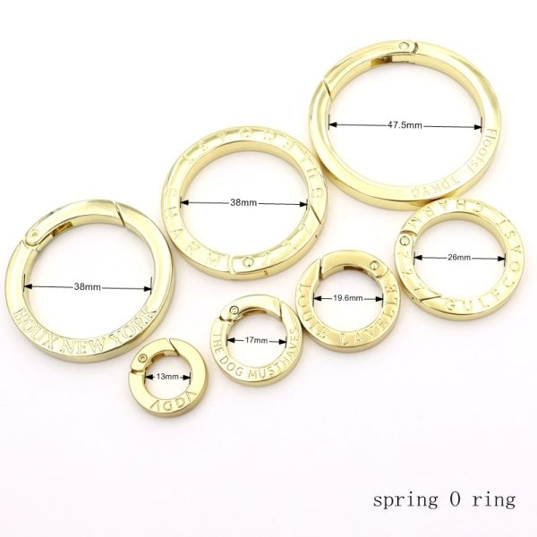 Gold Filled Round Spring Clasp 19.6mm Spring Flat O Ring Carabiner Open for HandBags Accessories