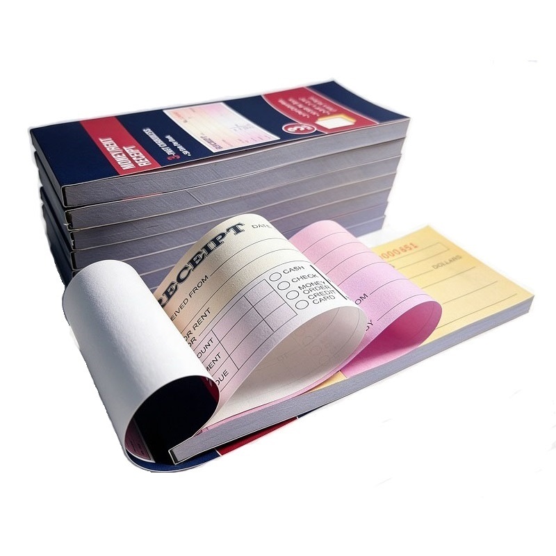 3-Part Carbonless Money Rent Receipt Book with Rainbow Printing