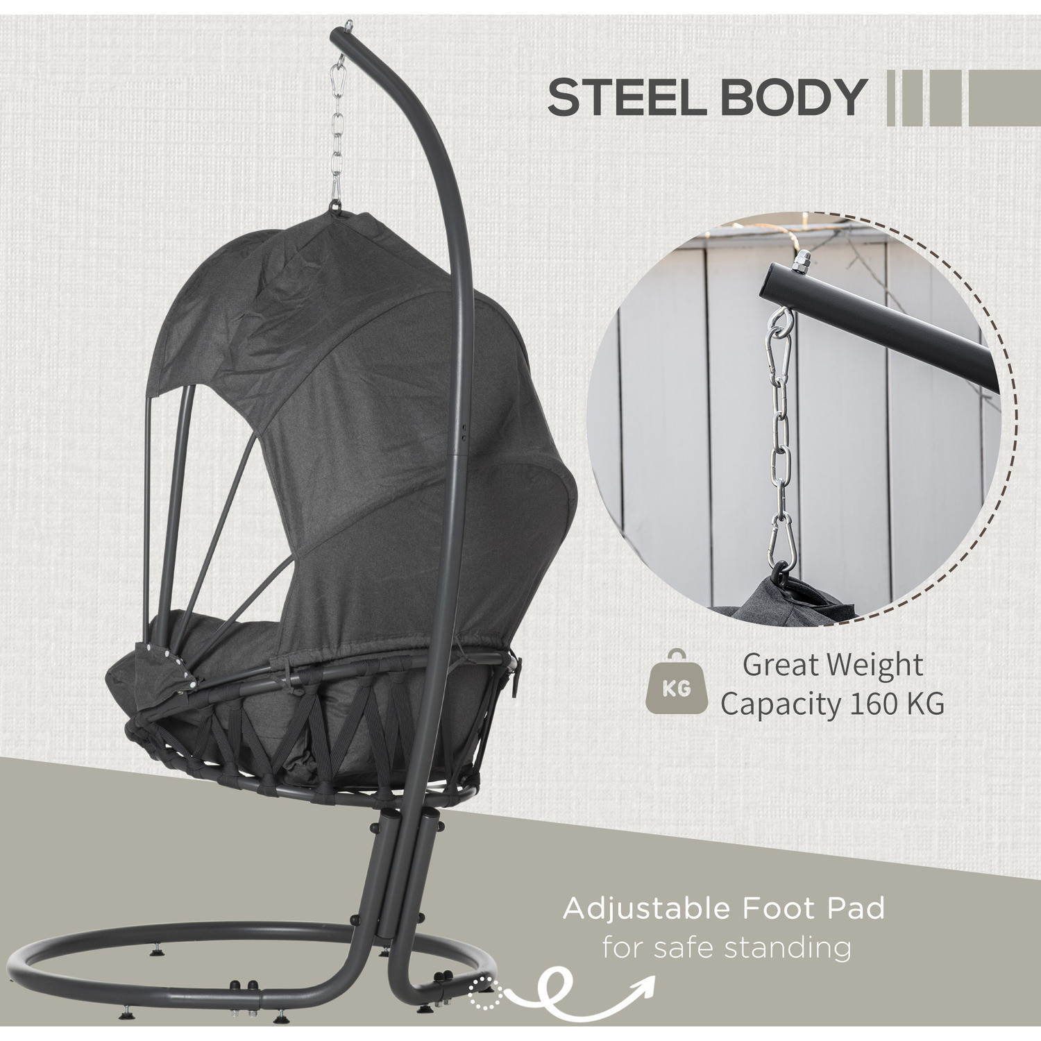 AJUNION Foldable Egg Chair and Stand The Perfect Combination for Outdoor Furniture