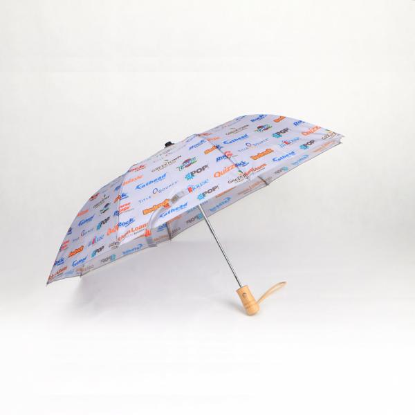 21 Inch Collapsible Two Fold Umbrella With Wood Handle And NBA Team Printing