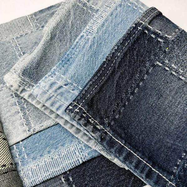 Cotton Blend Stitching Lattice Jacquard Denim Fabric Jean Material Fabric For Garments