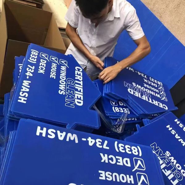 Blue Reflective Corflute Yard Signs for Outdoor Campaign Events 18X24 Inch Pp Plastic