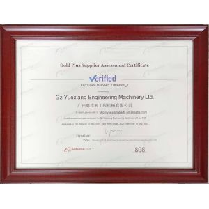 GZ Yuexiang Engineering Machinery Co., Ltd. Certificações