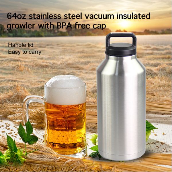 Двойная стена бутылка с водой нержавеющей стали 64 унций с крышкой пыхтения